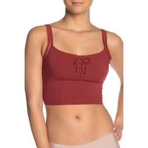 Free People She's Fancy Longline Bralette Redstone Cropped Women's Size Small